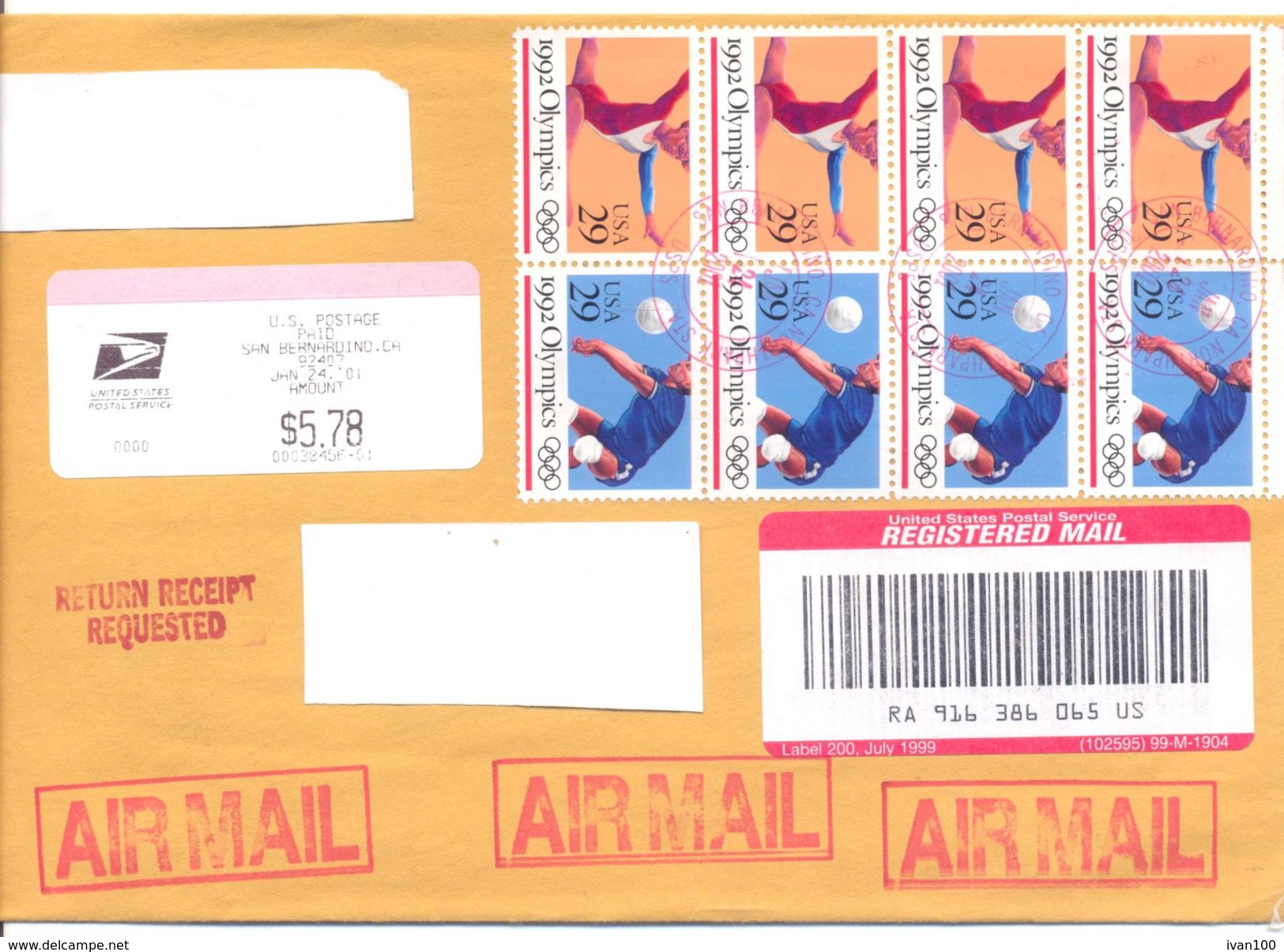 2001. USA, The Letter Sent By Registered Air-mail Post To Moldova - Storia Postale