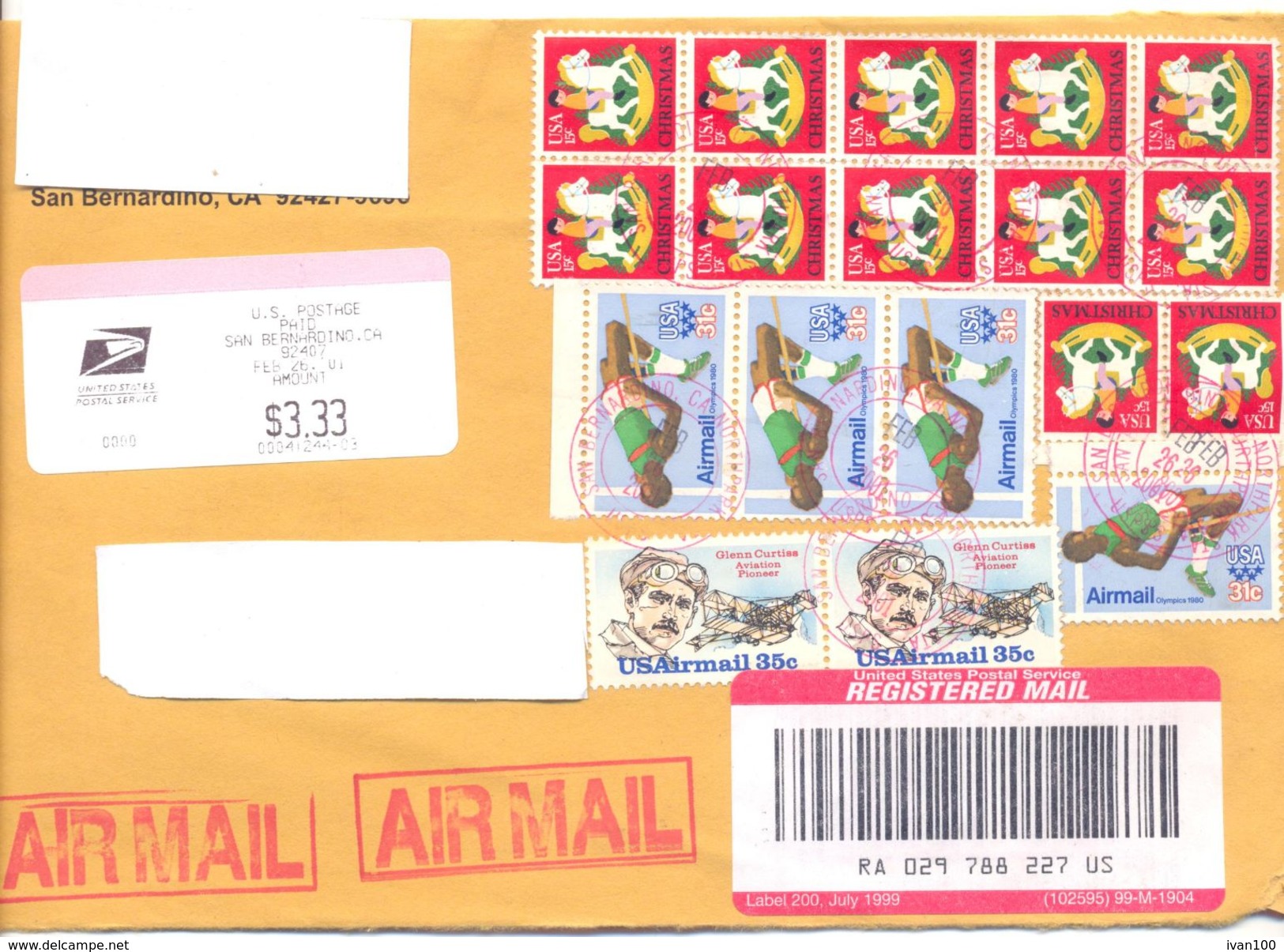 2001. USA, The Letter Sent By Registered Air-mail Post To Moldova - Briefe U. Dokumente