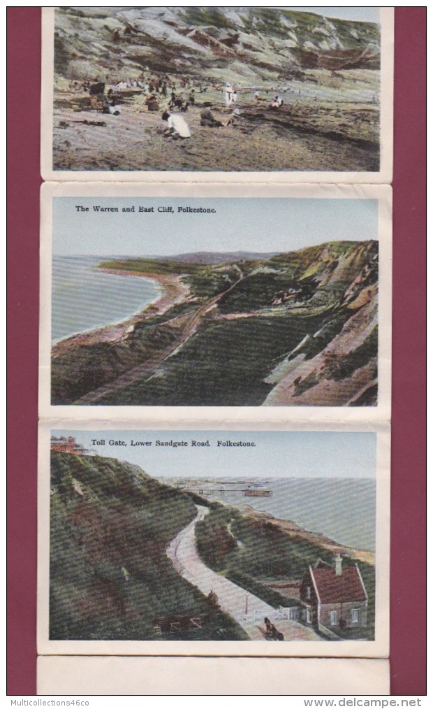 140118 ANGLETERRE KENT FOLKESTONE 1932 Multivues 6 Vues East Cliff Bathing Sands Warren Toll Gate Zig Zag Path Beach - Folkestone