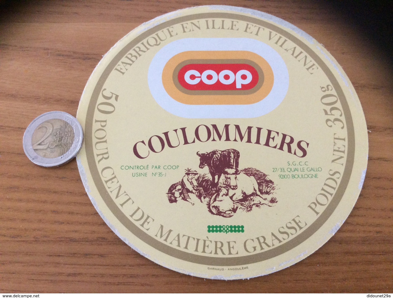 Étiquette Fromage « Coulommiers Coop SGCC BOULOGNE (92) » 35J - Formaggio