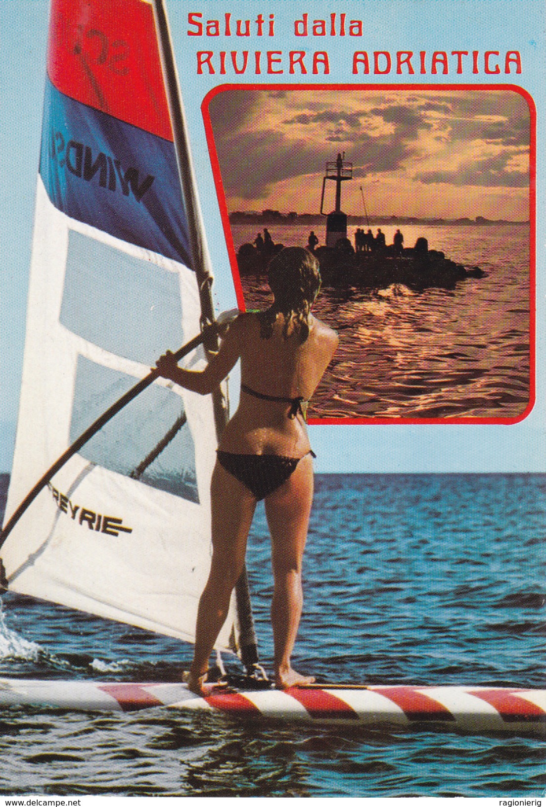 RIMINI - Saluti Dalla Riviera Adriatica - Pin Up - Donnina - Sexy Woman - Bikini - Windsurf - Faro - Rimini