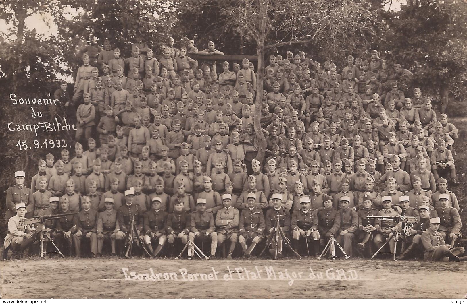 SAINT-AVOLD BITCHE MOSELLE 1932 CARTE PHOTO MILITAIRE ESCADRON GRD AVEC MITRAILLEURS - LORRAINE - Bitche