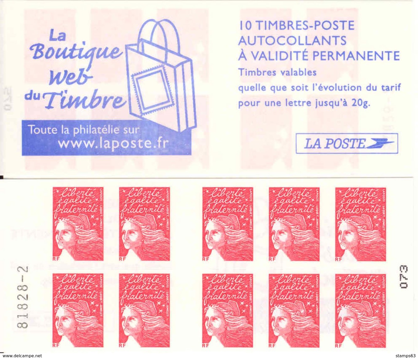 FRANCE - BOOKLET / CARNET, Yvert 3419-c16 - 2004 - Marianne Du 14 Juillet, 10x TVP Red - Autres & Non Classés