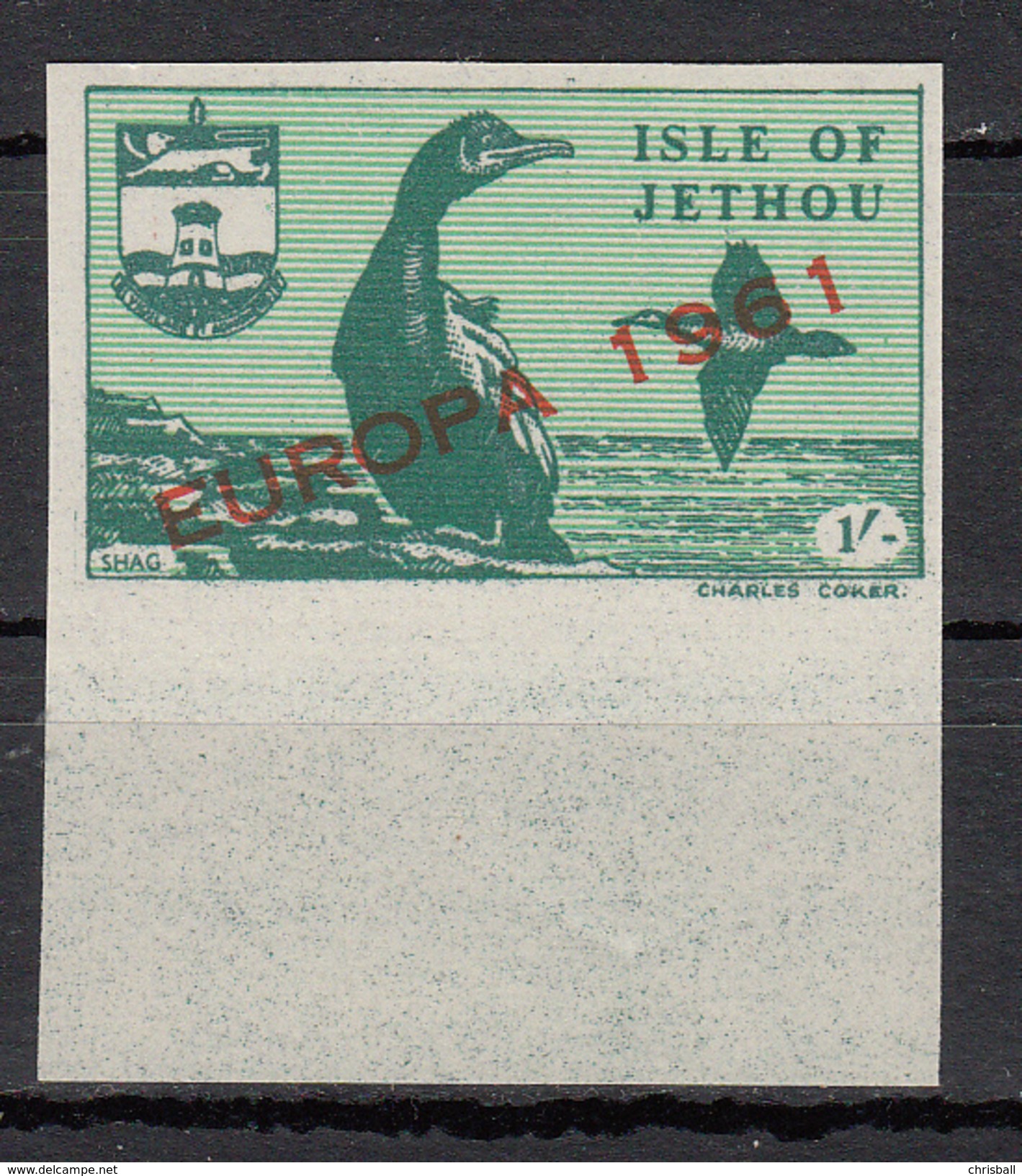 Jethou, 1961 Europa 1/-  IMPERF (Thin Newsprint Paper) - Guernsey