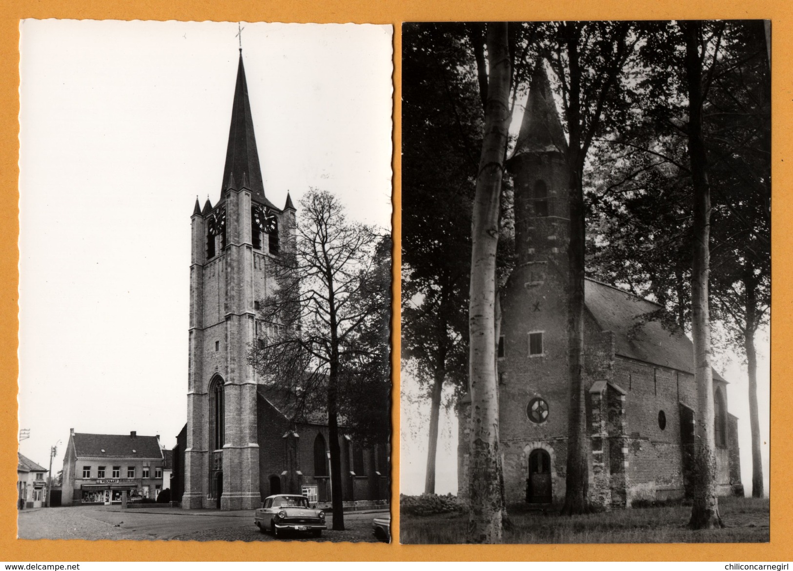 2 Cp - Wommelgem - Kerk - Sint Janskapel - Vieille Voiture FORD - Horloge - MEVR. DE WOLF - Wommelgem