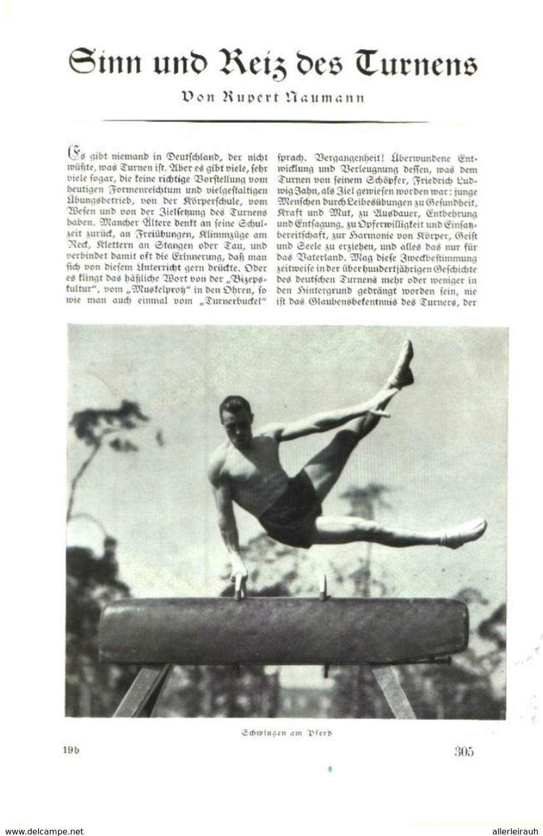 Sinn Und Reiz Des Turnens (Rupert Baumann) /Artikel Aus Zeitschrift /1936 - Colis