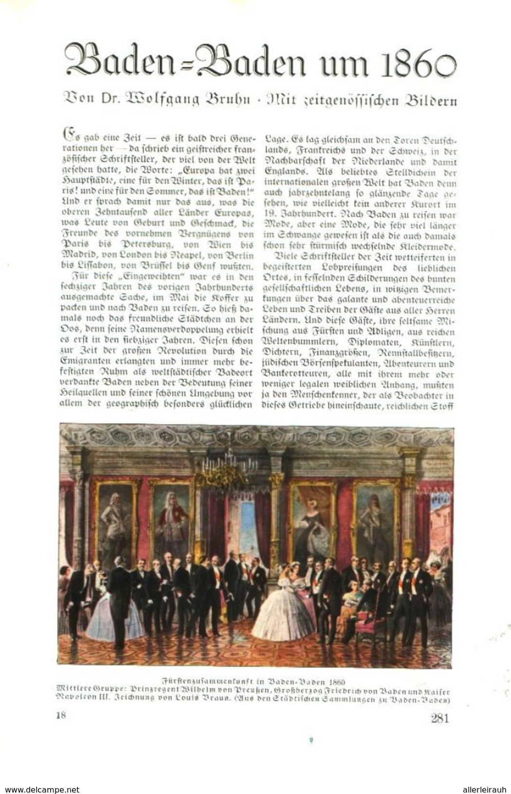 Baden-Baden Um 1860 /  Artikel, Entnommen Aus Zeitschrift /1936 - Packages