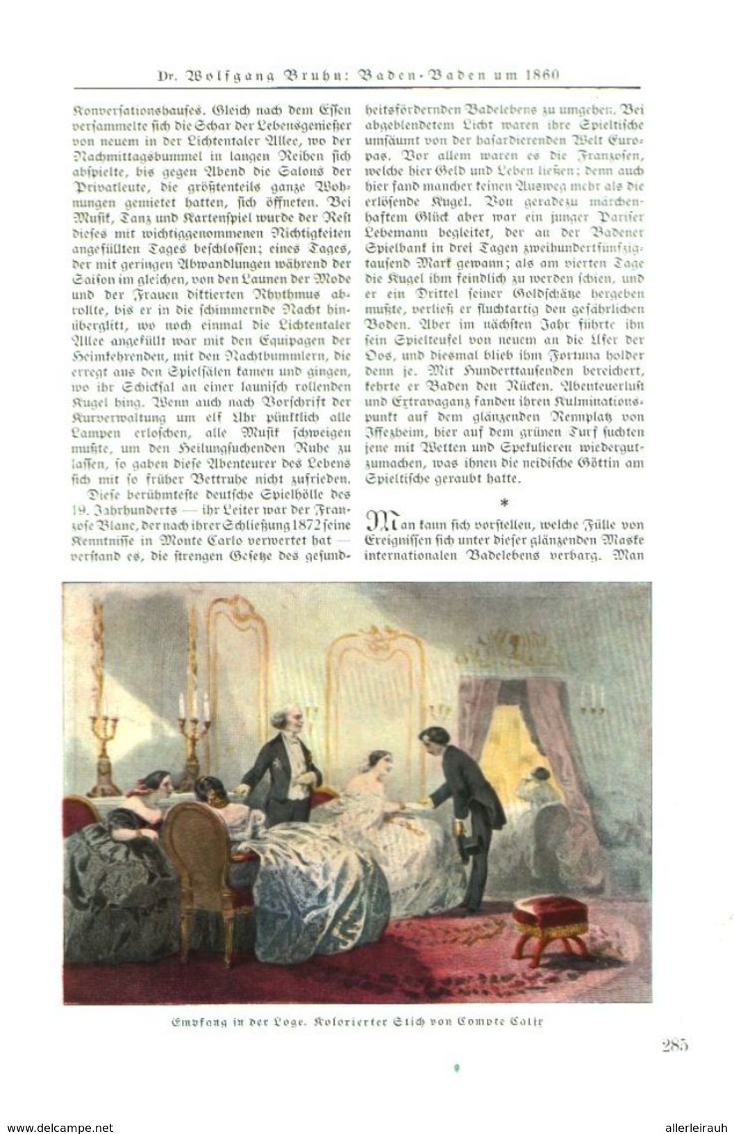 Baden-Baden Um 1860 /  Artikel, Entnommen Aus Zeitschrift /1936 - Colis