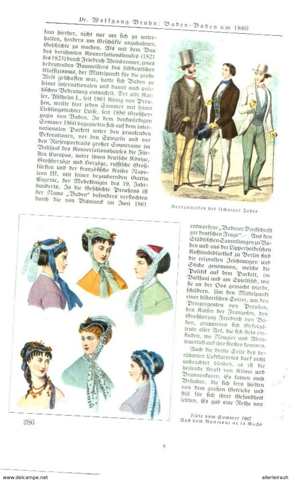 Baden-Baden um 1860 /  Artikel, entnommen aus Zeitschrift /1936