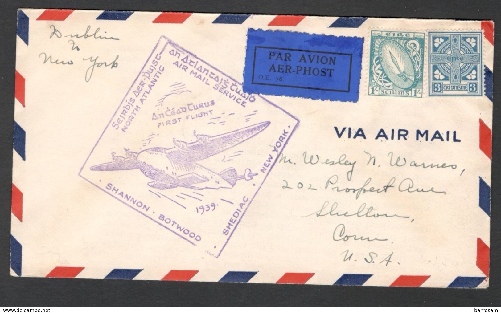 Ireland1939:FIRST FLIGHT(  Michel 51A,45A) - Poste Aérienne