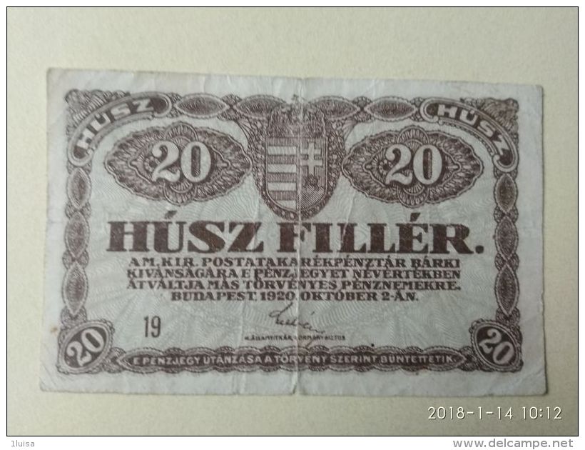 20 Filler 1920 - Ungheria