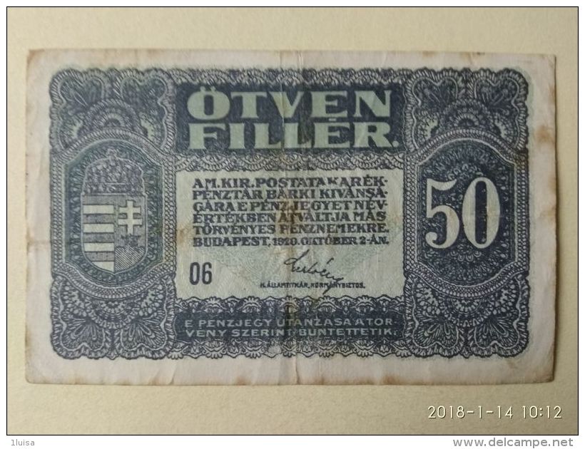 50 Filler 1920 - Ungheria