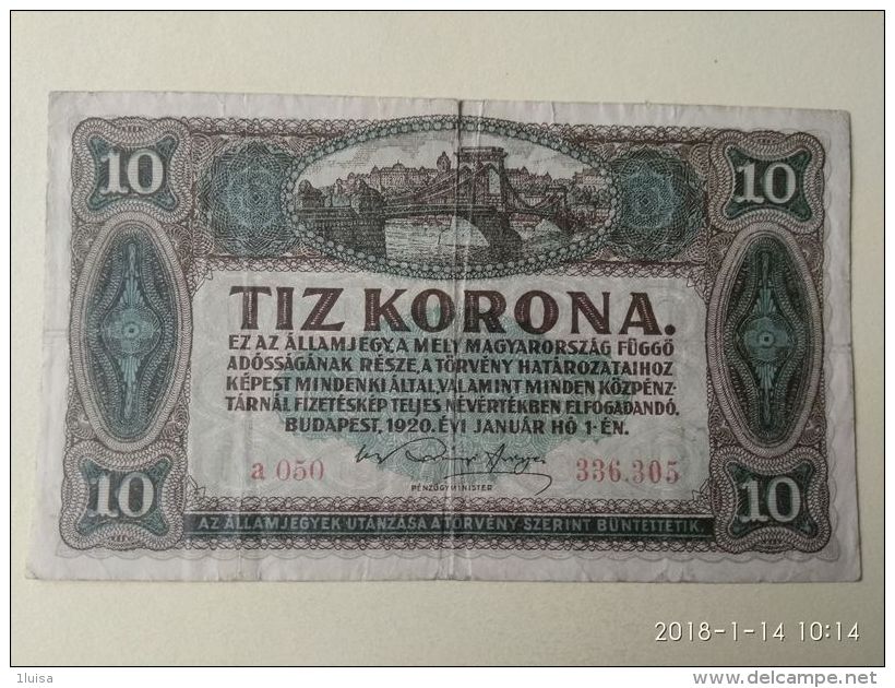 10 Korona  1920 - Ungarn