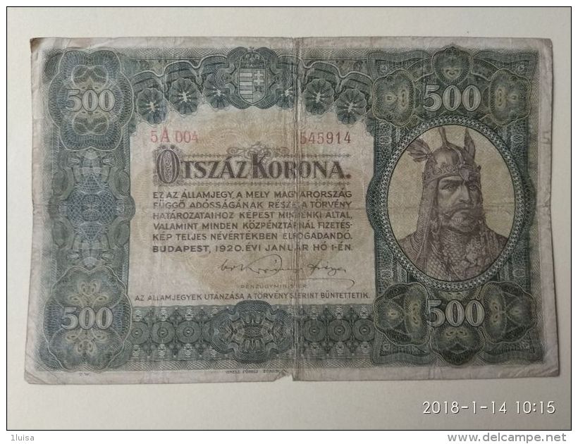 500 Korona  1920 - Ungheria