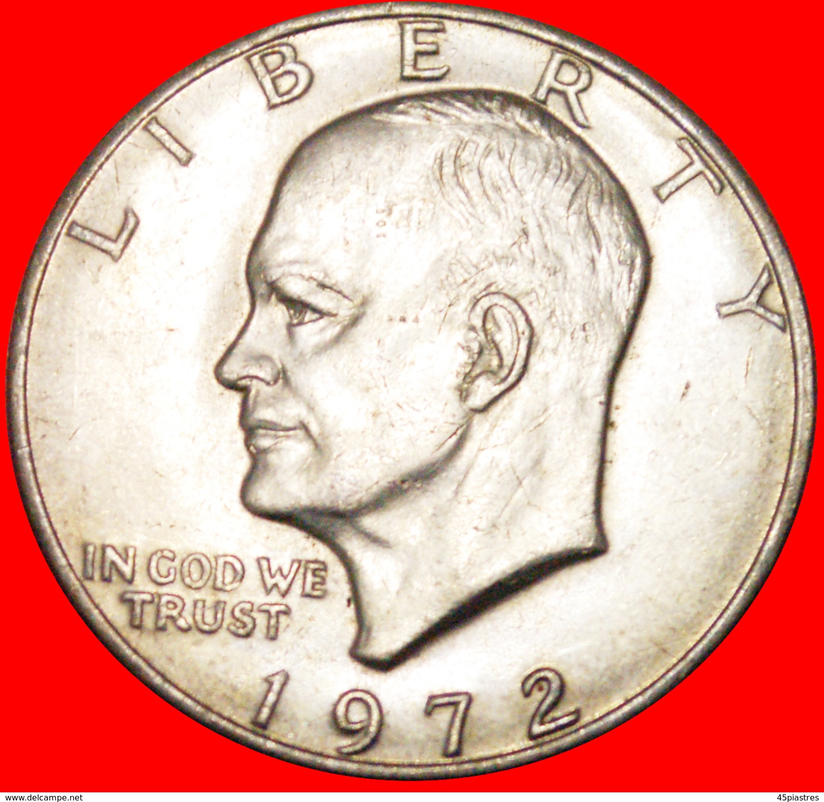 √ LUNAR DOLLAR: USA ★ 1 DOLLAR 1972 AUNC! LOW START ★ NO RESERVE! Dwight D. Eisenhower (1890-1969) - 1971-1978: Eisenhower