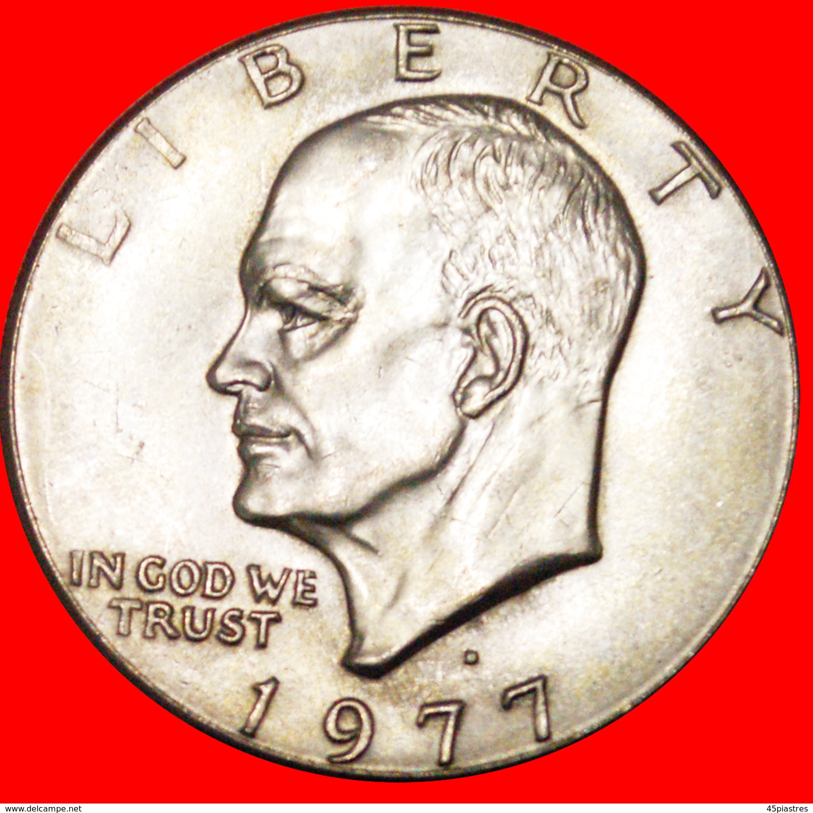 √ LUNAR DOLLAR (1971-1999): USA ★ 1 DOLLAR 1977D AUNC! LOW START ★ NO RESERVE! Dwight D. Eisenhower (1890-1969) - 1971-1978: Eisenhower