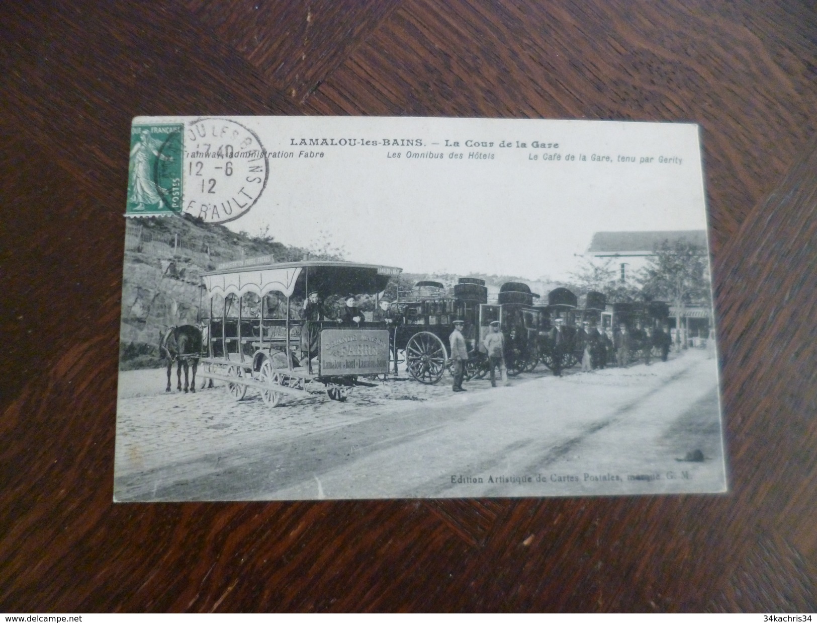 CPA 34 Hérault  Lamalou Les Bains La Gare La Cour Les Omnibus Des Hôtels   TBE - Lamalou Les Bains