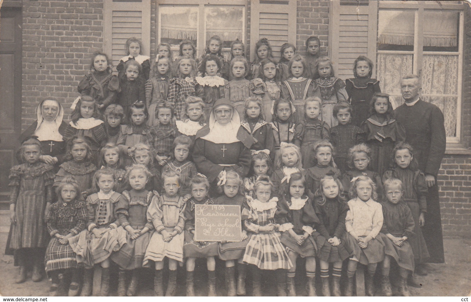 Handzame  Kortemark  FOTOKAART  1909 Vrije School 2° Klas - Kortemark