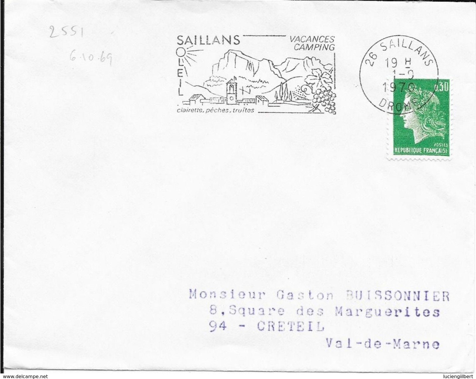 DROME 26  -- SAILLANS  - FLAMME N° 2551   - VOIR DESCRIPTION  -  1976 - - Mechanical Postmarks (Advertisement)