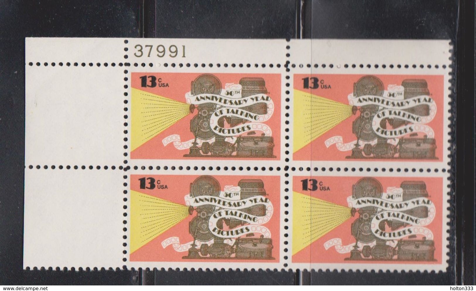 USA Scott # 1727 MNH - 50th Anniversary Talking Pictures Plate Block - Unused Stamps