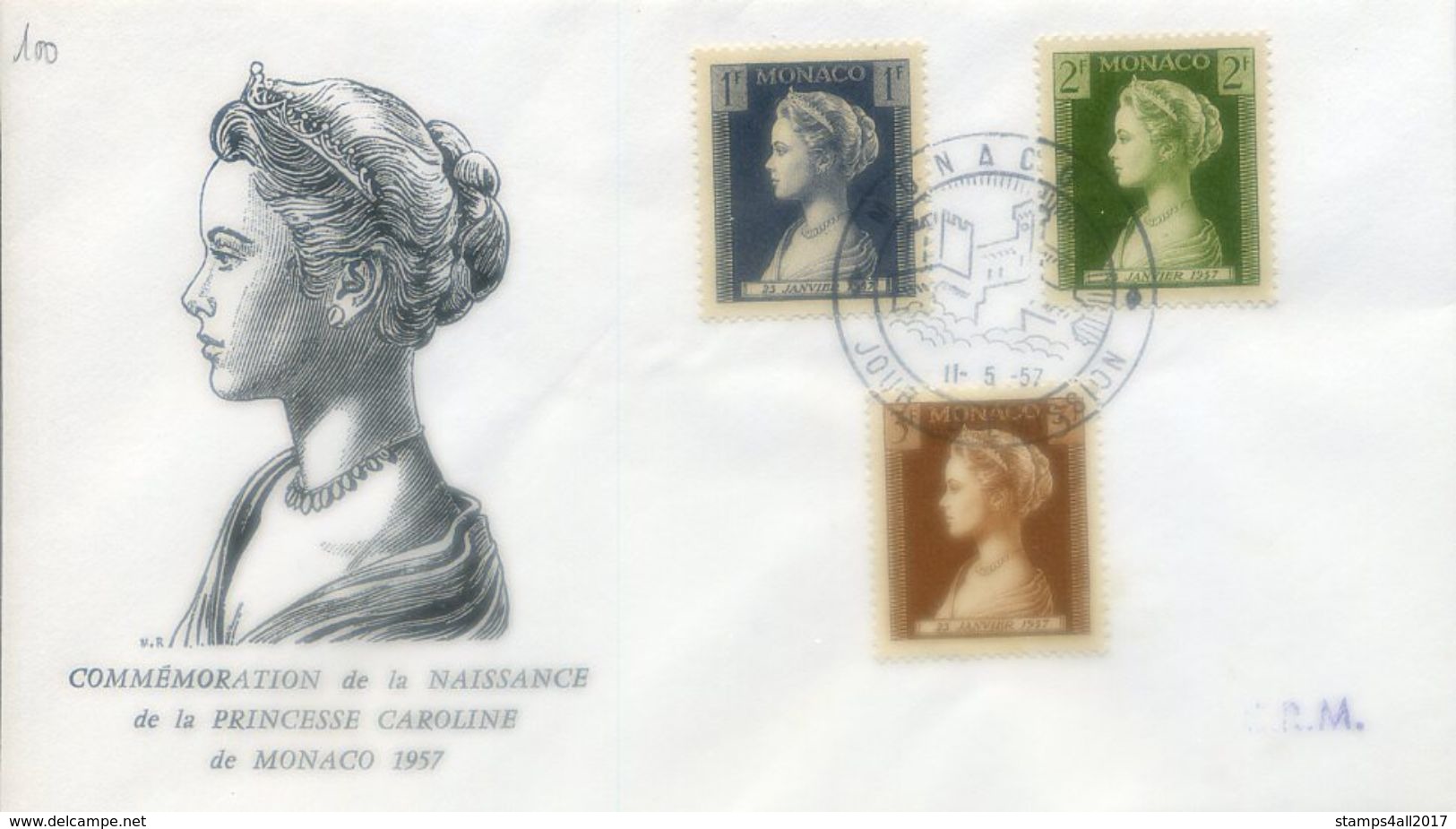 1957 MONACO FDC Grace Kelly, Actress, Hollywood. - Oblitérés