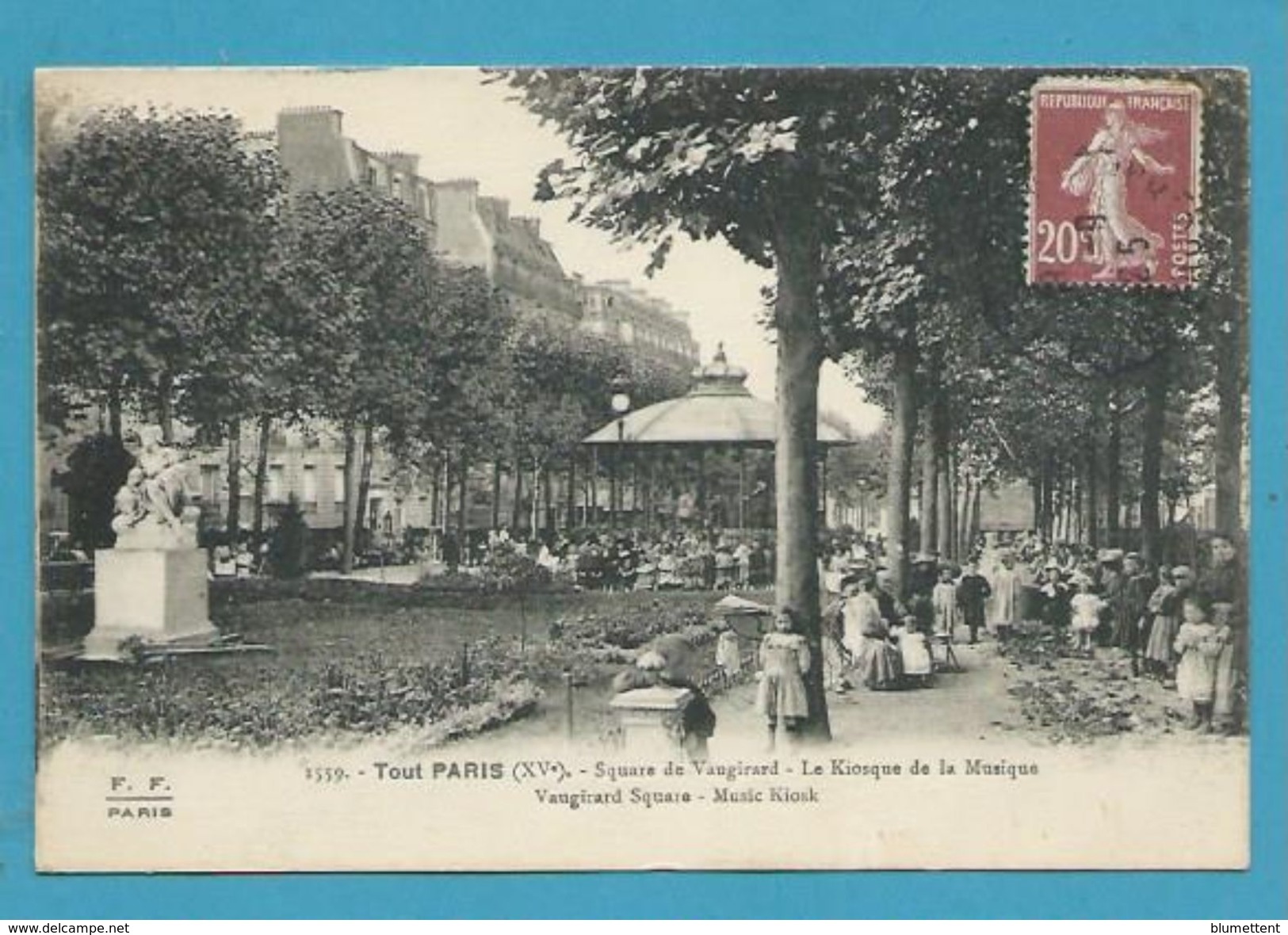 CPA 1552 - Square De Vaugirard Kiosque à Musique (XVème Arrt) Ed. FLEURY - Arrondissement: 15