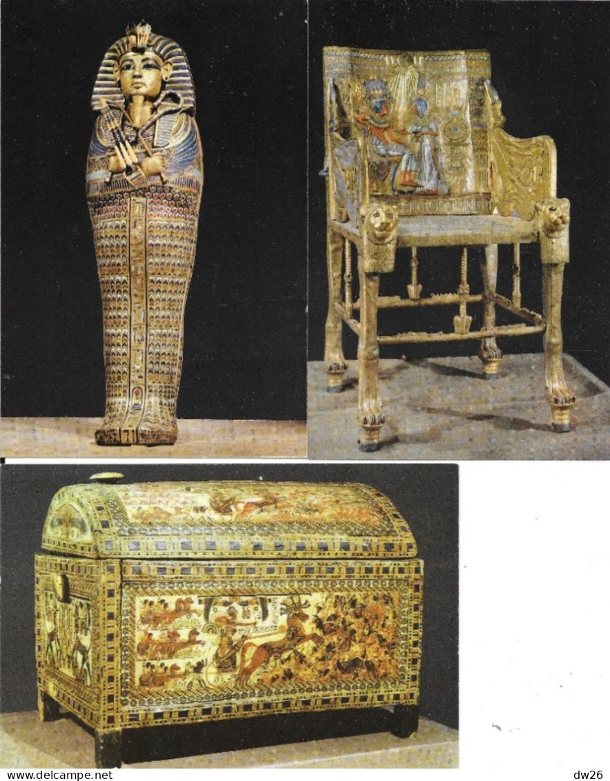 Lot De 3 Cartes Non Circulées - Musée, Toutankhamon (Tutankhamen): Golden Throne, Gold Coffin, The Painted Chest - Musées