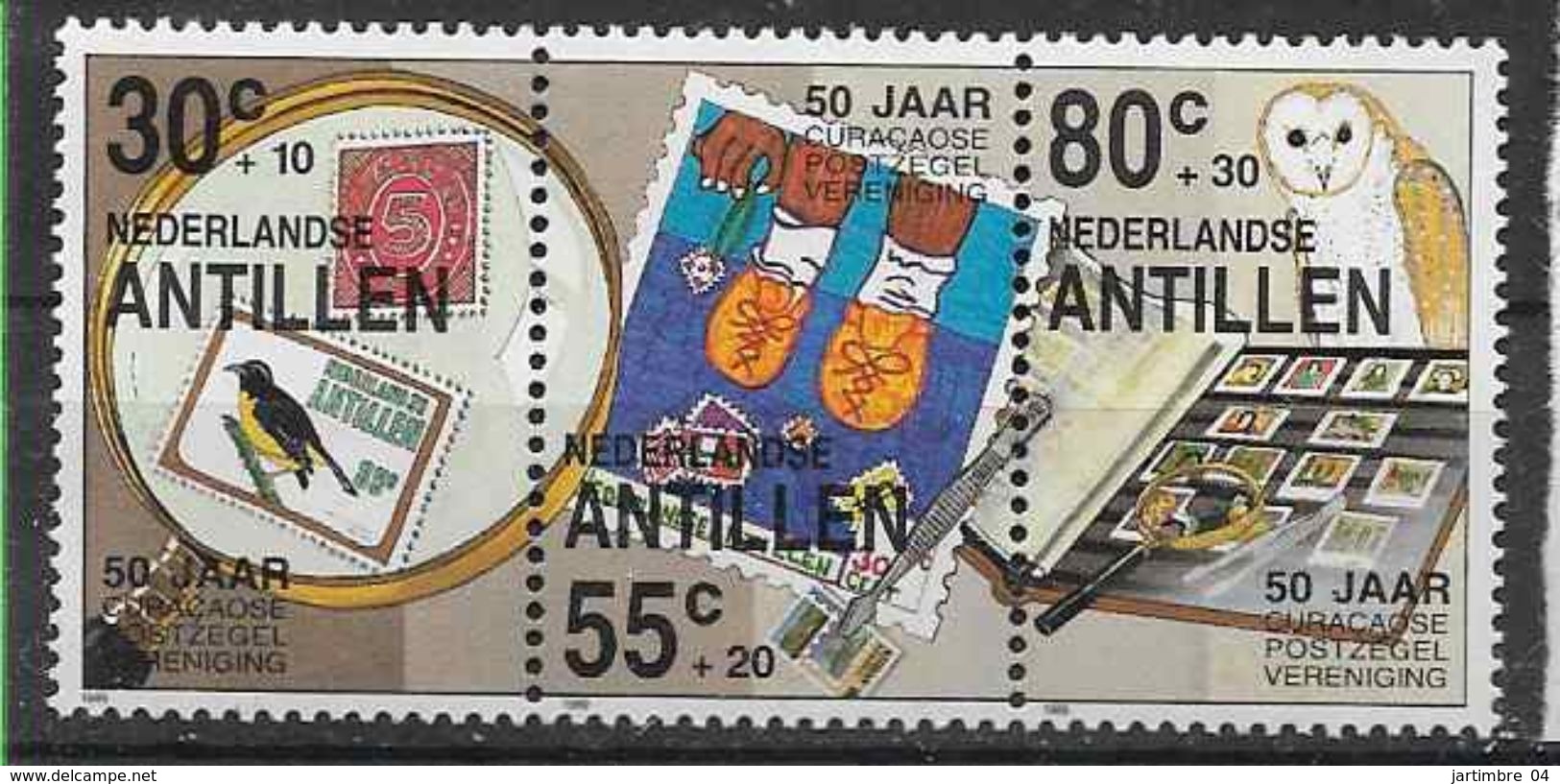 1988 ANTILLES NEERLANDAISES 843A  **  Philatélie, Chouette, Timbre Sur Timbre - Curaçao, Nederlandse Antillen, Aruba