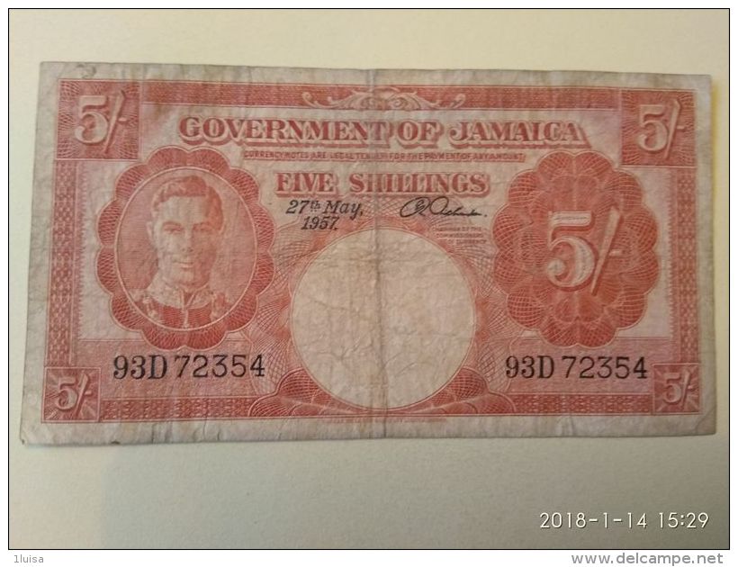 5 Shillings 1957 - Giamaica