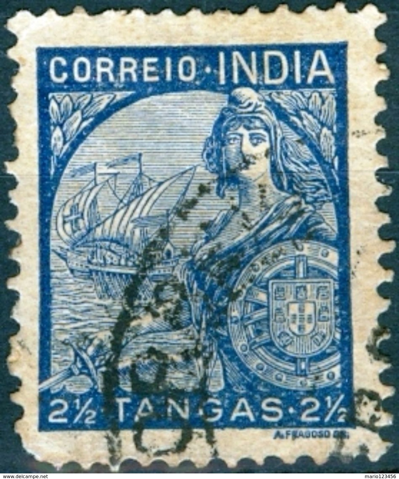 INDIA, PORTUGUESE INDIA, VASCO DA GAMA, 1933, FRANCOBOLLI USATI, 2½ T. Michel 387   Scott 432 - Portugiesisch-Indien