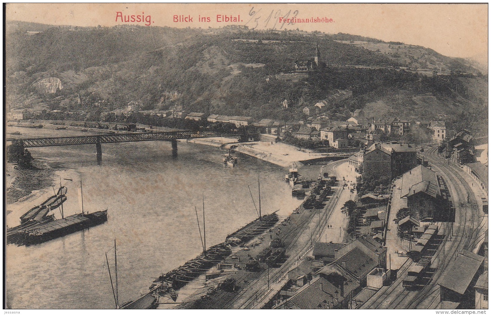 AK - AUSSIG - Umladehafen Mit Blick Ins Elbtal 1912 - Tsjechië