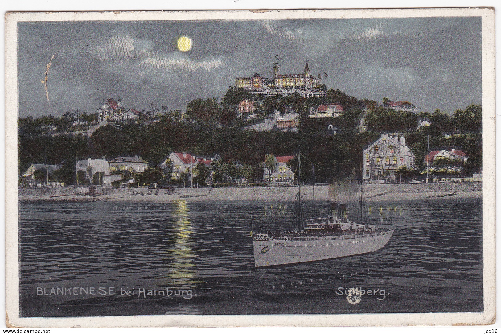 CPA ALLEMAGNE HAMBURG BLANKENESE De Nuit Süllberg Bateau Circulée 1913 - Blankenese