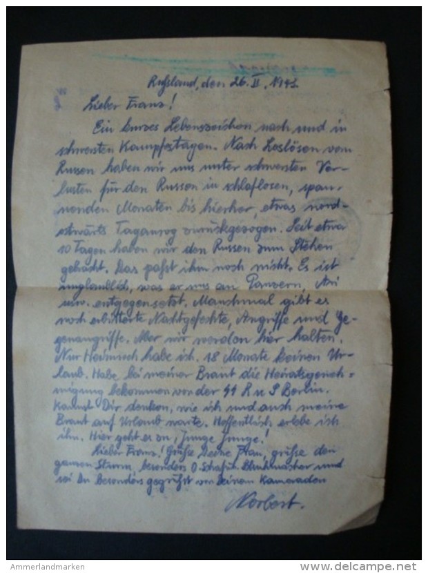 SS Feldpostbrief, SS Scharführer ... SS Trupp Debica, 19.3.43 - Lettres & Documents