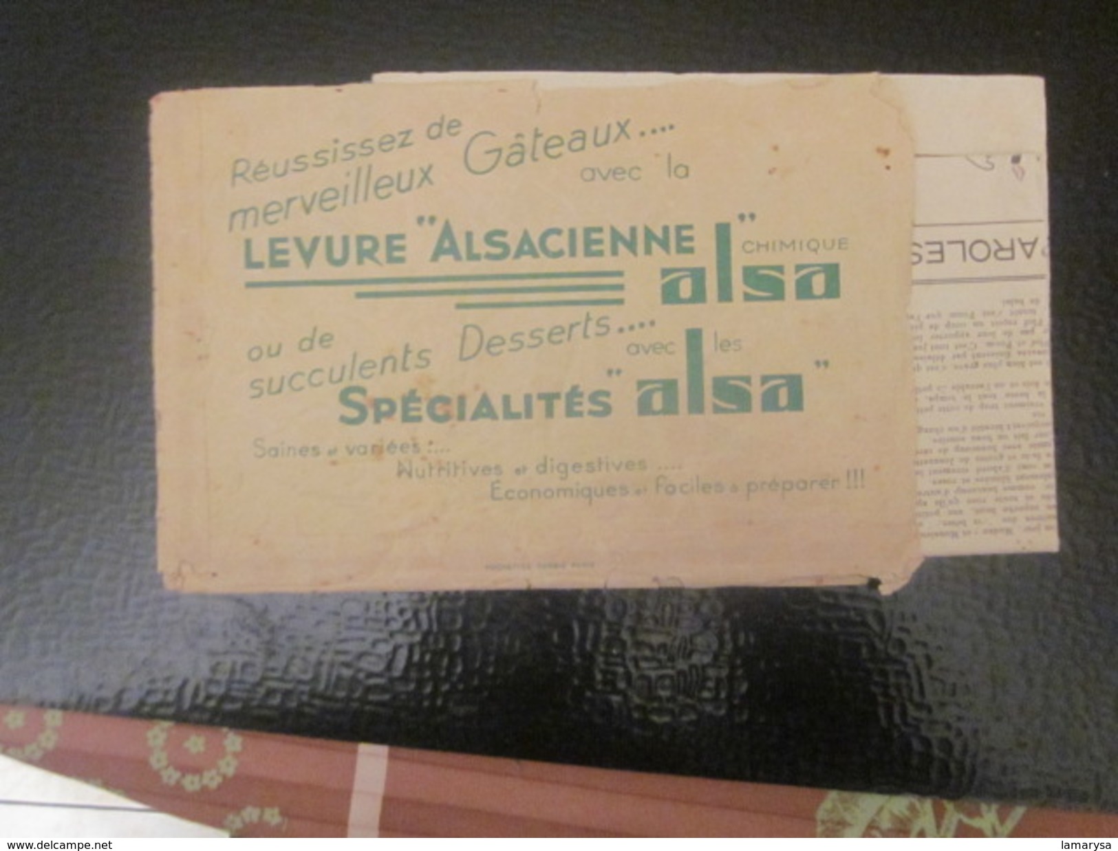 Vintage"Jeu de L'ALSA" années 50+Règle du jeu-Dépliant publicitaire Levure Alsacienne Nancy+enveloppe originale protecti