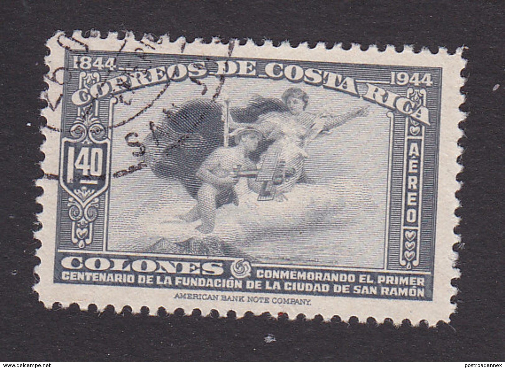 Costa Rica, Scott #C100, Used, Mercury And Plane, Issued 1944 - Costa Rica