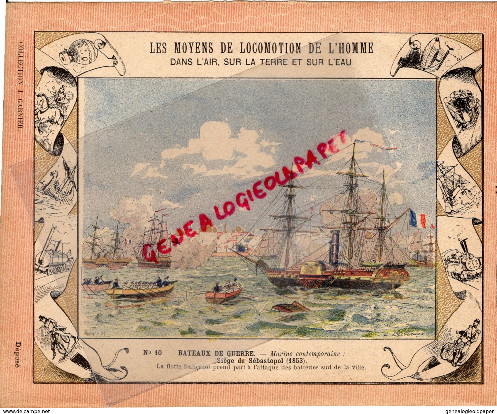 PROTEGE CAHIER-N° 1-MOYENS LOCOMOTION HOMME-BATEAUX DE GUERRE-SIEGE SEBASTOPOL 1853-LA FLOTTE FRANCAISE A L' ATTAQUE - Transports