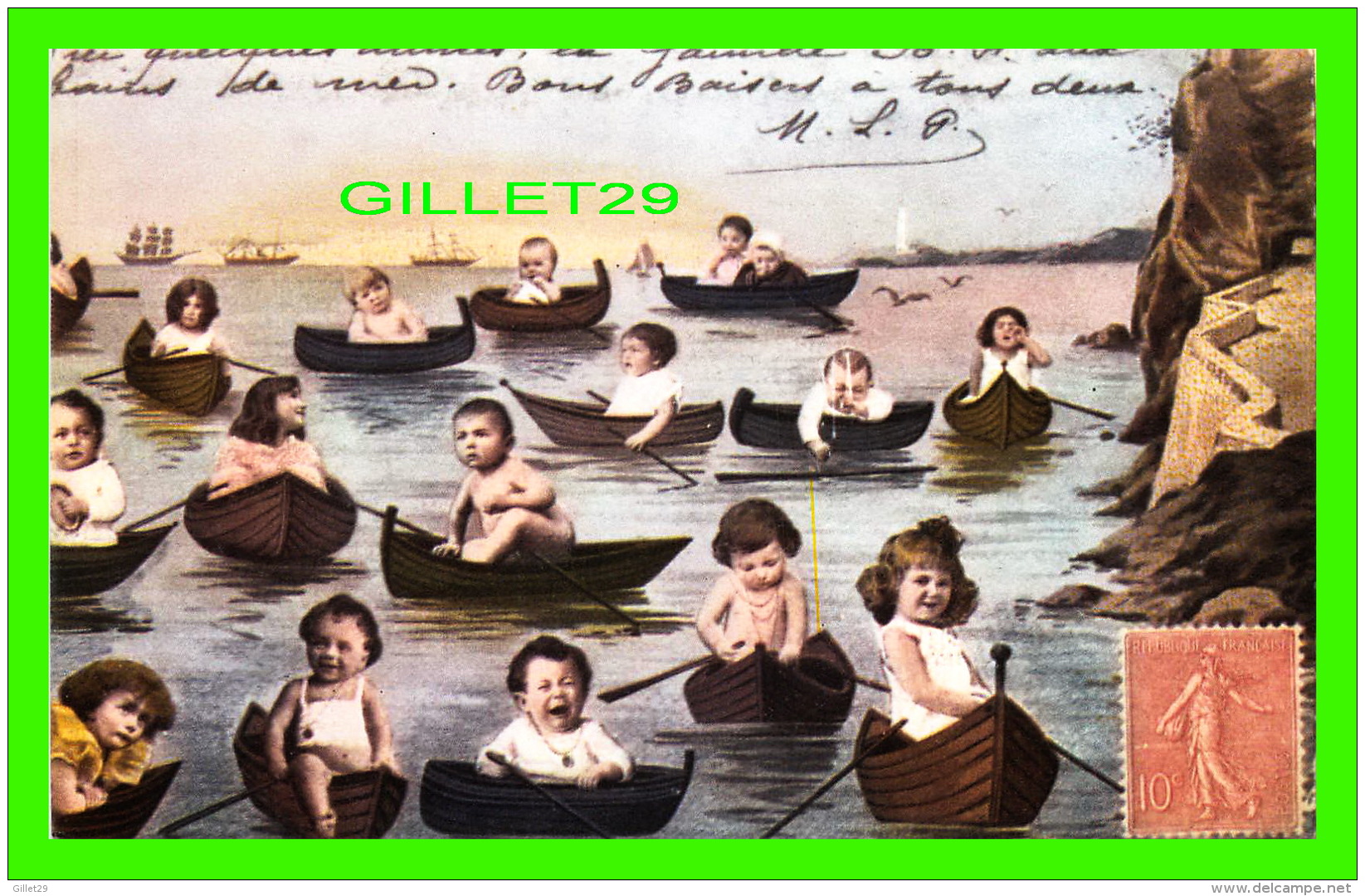 ENFANTS - CHILDRENS -  GROUPE D'ENFANTS EN CHALOUPE -  ÉDITIONS ANDRÉ BALLAND - - Groupes D'enfants & Familles