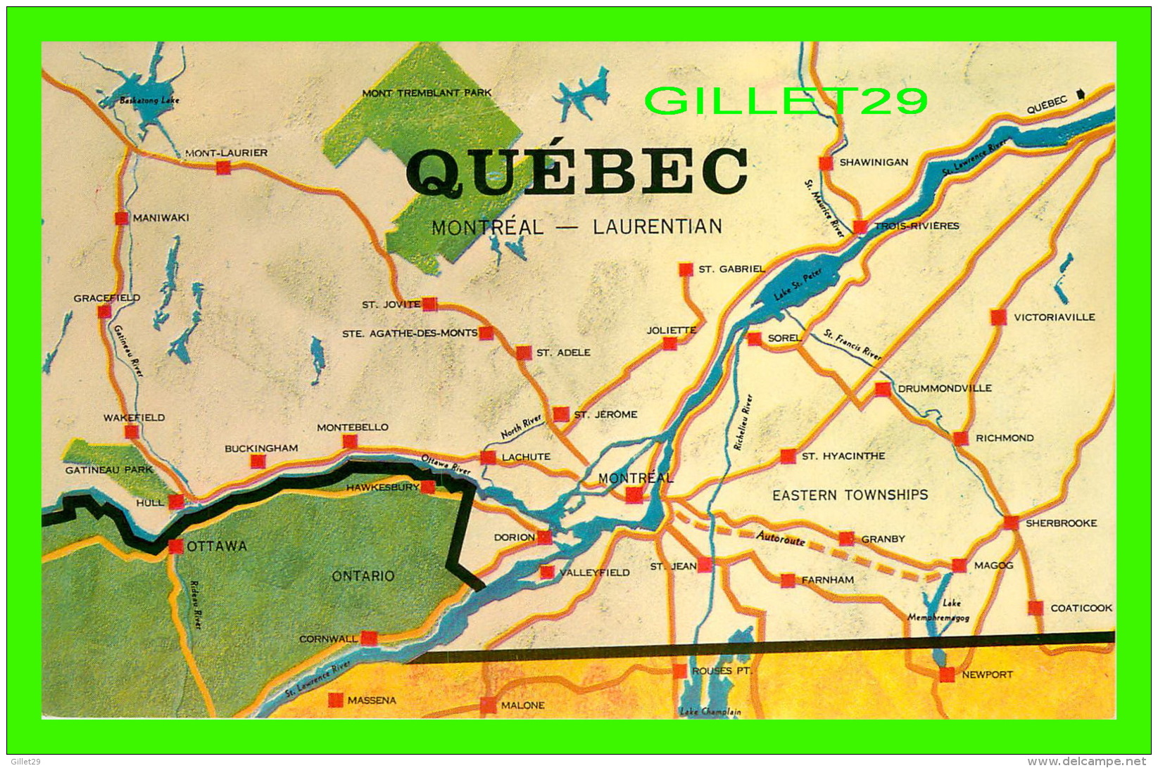 CARTES GÉOGRAPHIQUE DE  QUÉBEC - MONTRÉAL-LAURENTIAN - BENJAMIN NEWS CO - - Landkaarten