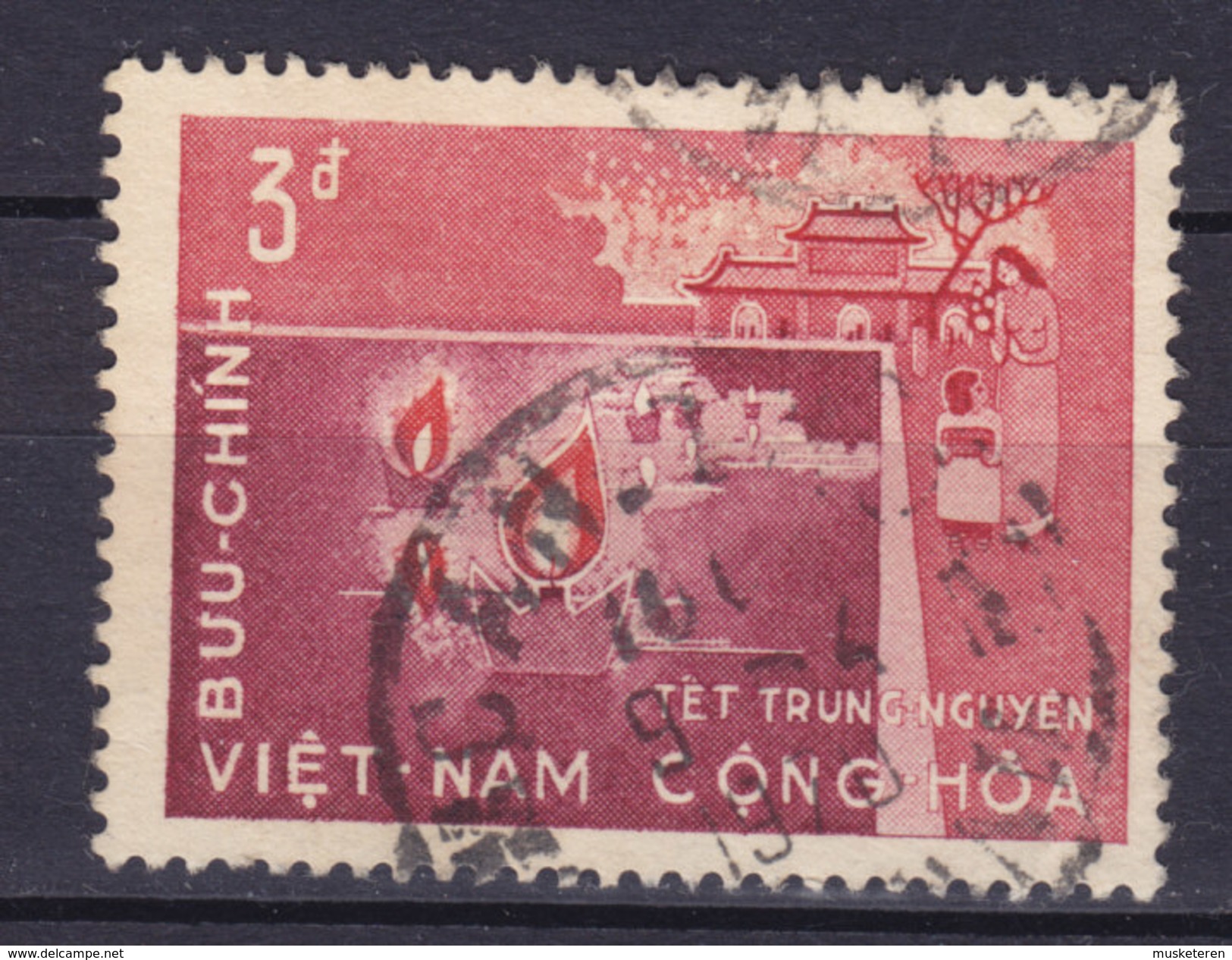 Vietnam South 1965 Mi. 362   3 D Tag Der Seelenwanderung Frau Mit Kind Brennenden Lichten - Vietnam