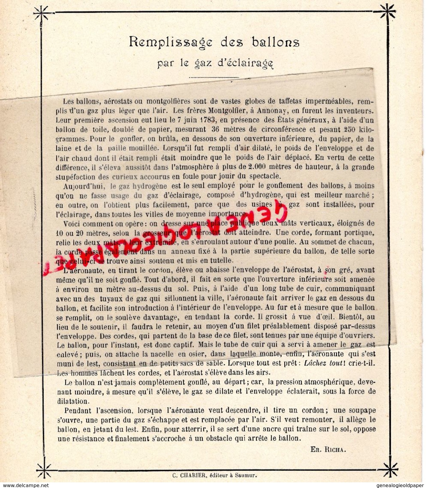 PROTEGE CAHIER-IMPRIMERIE DUCOURTIEUX LIMOGES-TRAVERS LA SCIENCE- GAZ ECLAIRAGE AEROSTAT-AEROSTATION-CHARIER SAUMUR - Transports