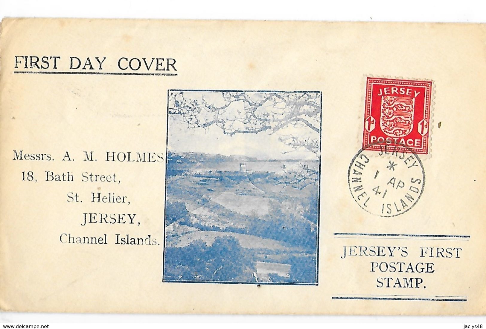 JERSEY'S FIRST POSTAGE STAMP   1 AP 1941 - Enveloppe (FDC)1° Jour JERSEY  Occupation Allemande   -  L 1 - Jersey