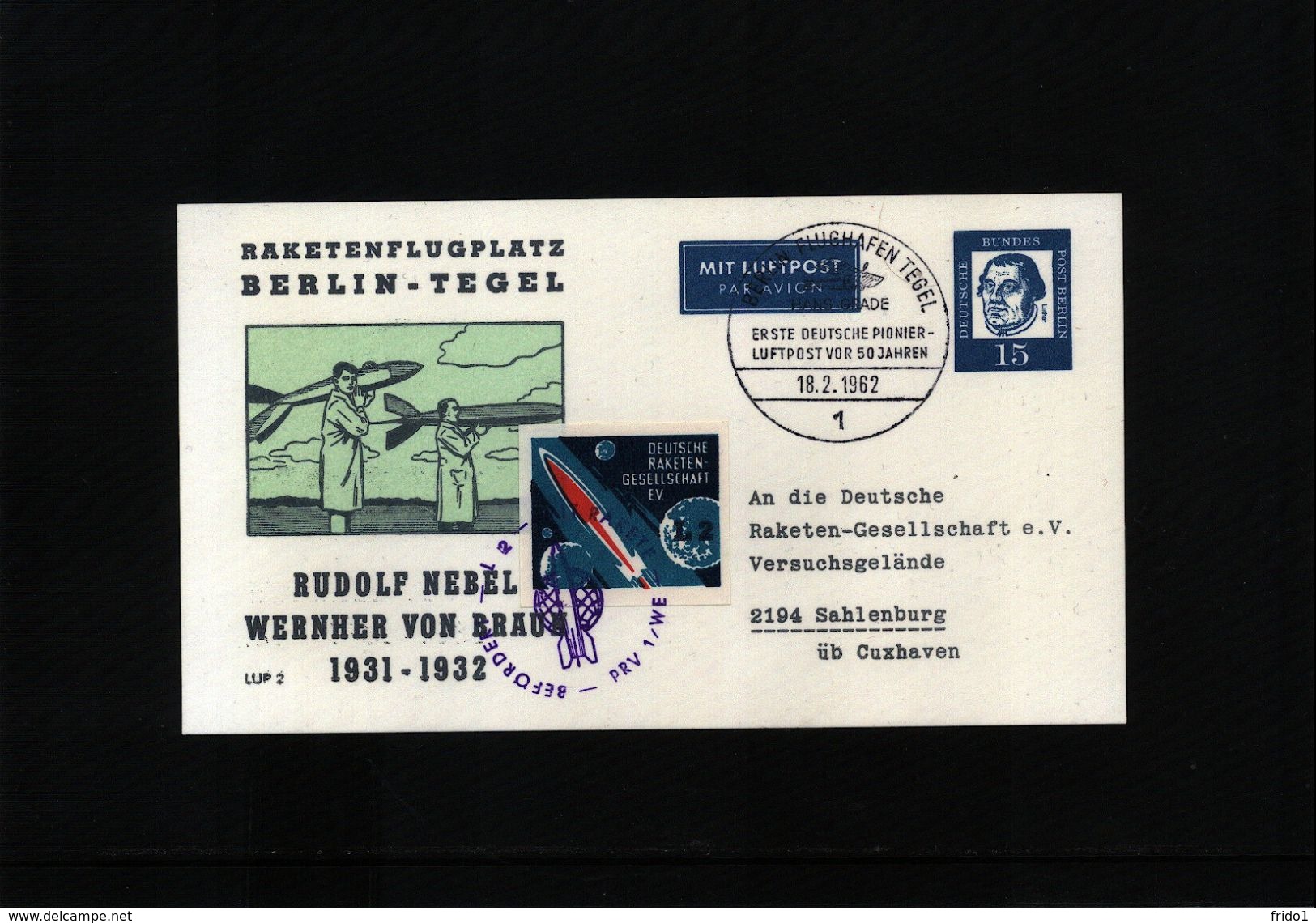 Germany / Deutschland 1962 Space / Raumfahrt  Rocket Post With Interesting Label / Raketenpost Mit Seltene Vignette - Lettres & Documents