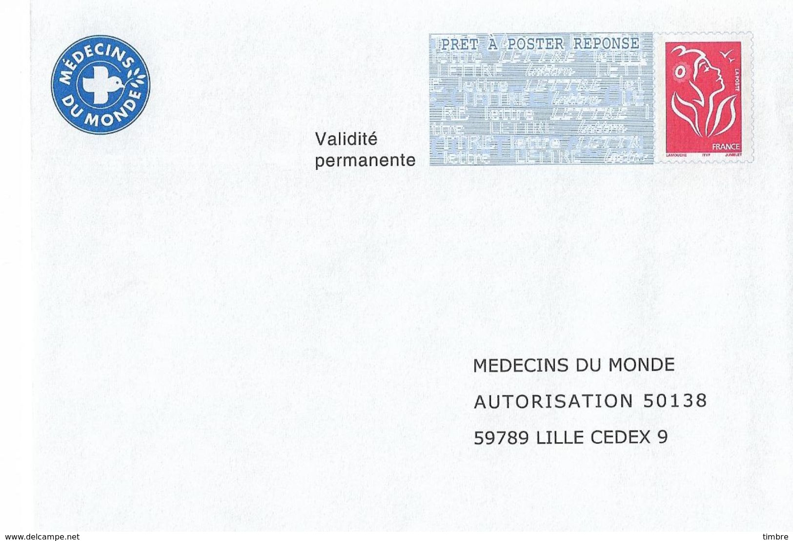 Entier Postal Medecins Du Monde 0509632 - Prêts-à-poster: Réponse /Lamouche