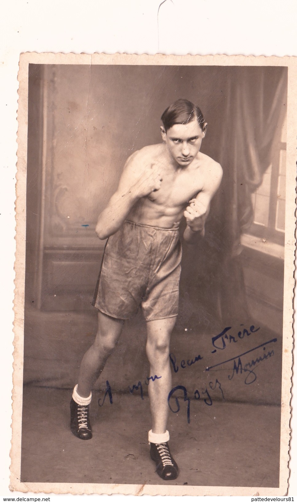 Photo 8,5 X 13,5 Sport Boxe Boxeur Autographe Original Signature Réelle Dédicace Autograph Roger MOUNIN - Autógrafos