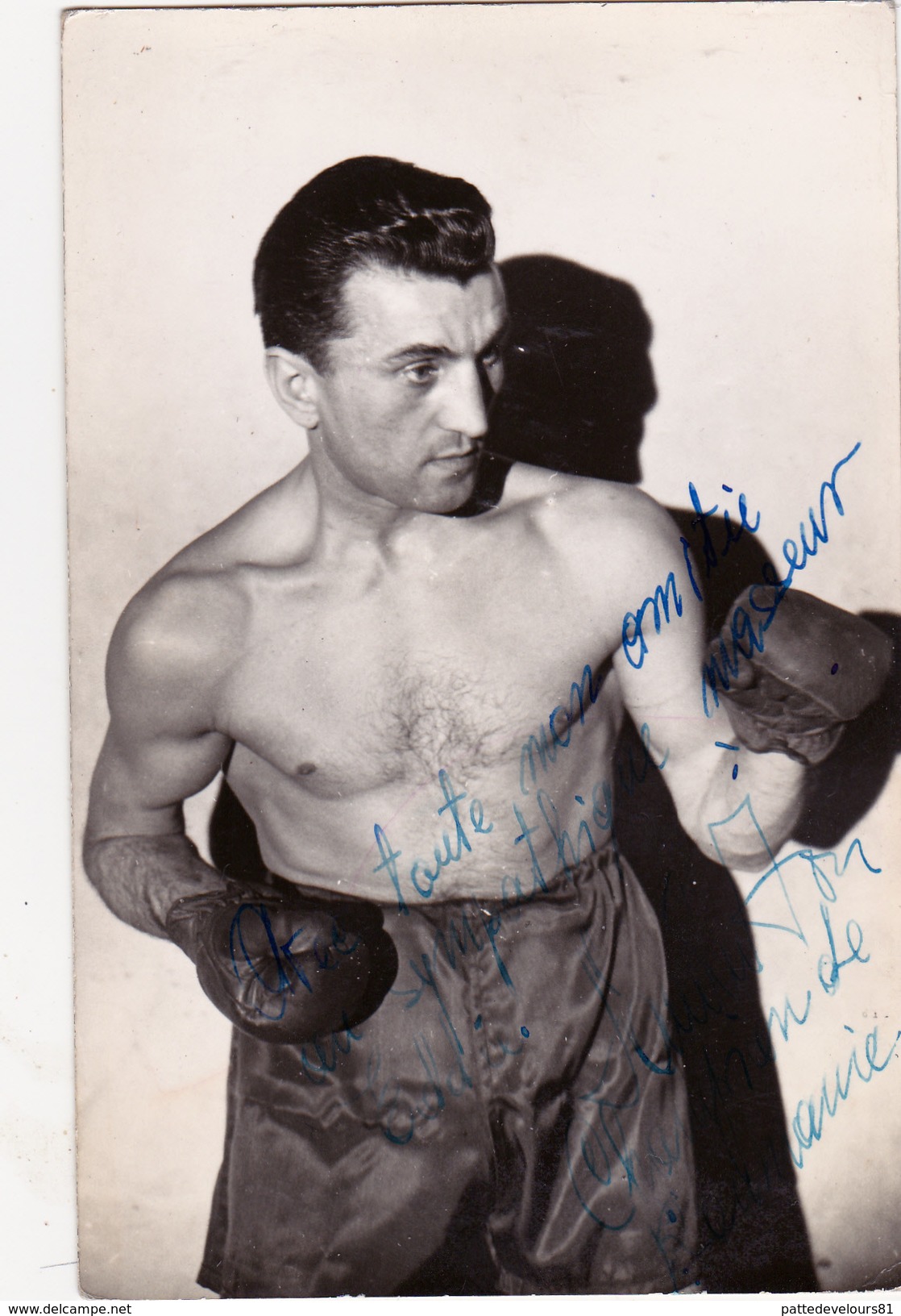 Photo 9 X 14 Sport Boxe Boxeur Autographe Original Signature Réelle Dédicace Autograph - Autógrafos