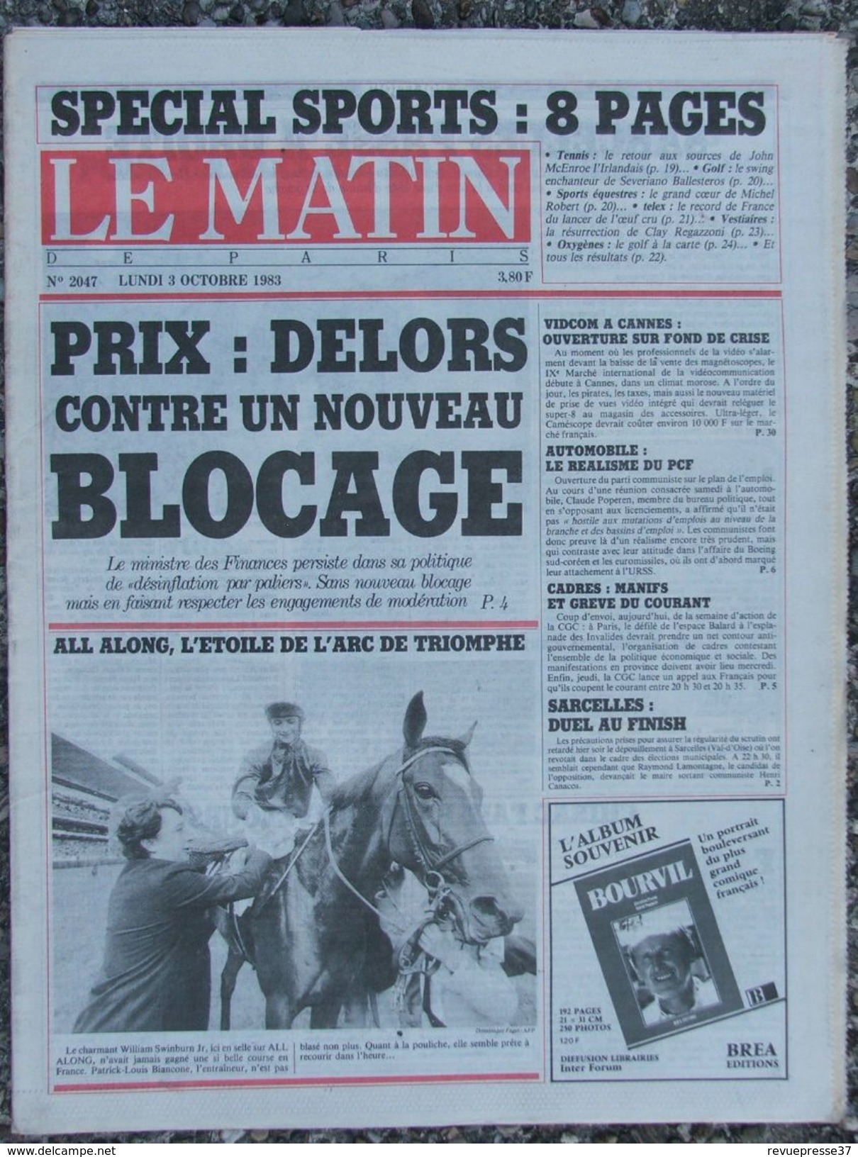 Le Matin De Paris (3 Oct 1983) Prix - Tchad - Attentat Marseille -J. Gréco - 1950 - Today