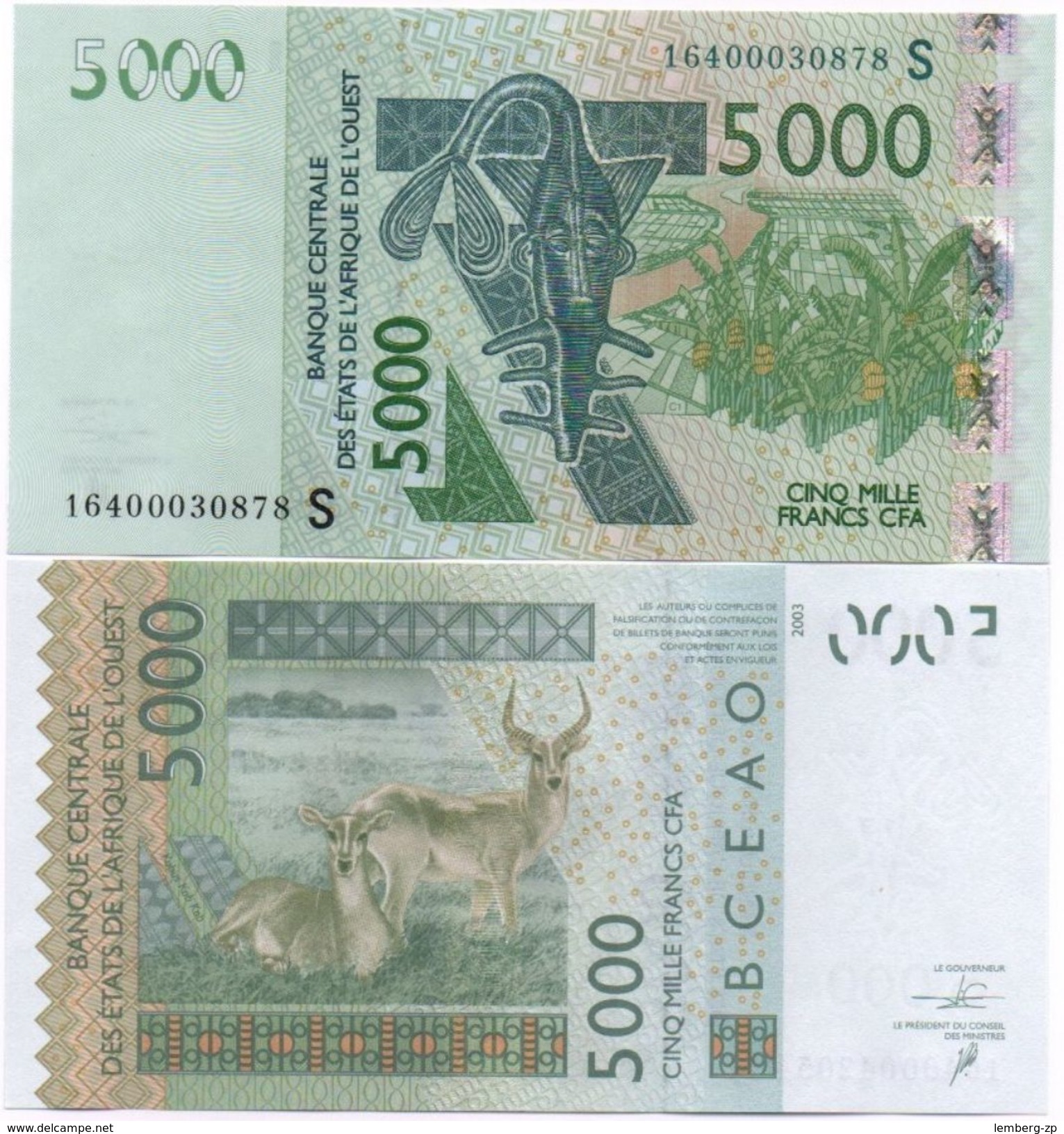 West African States - Guinea-Bissau S - 5000 Francs 2016 AUNC Lemberg-Zp - Niger