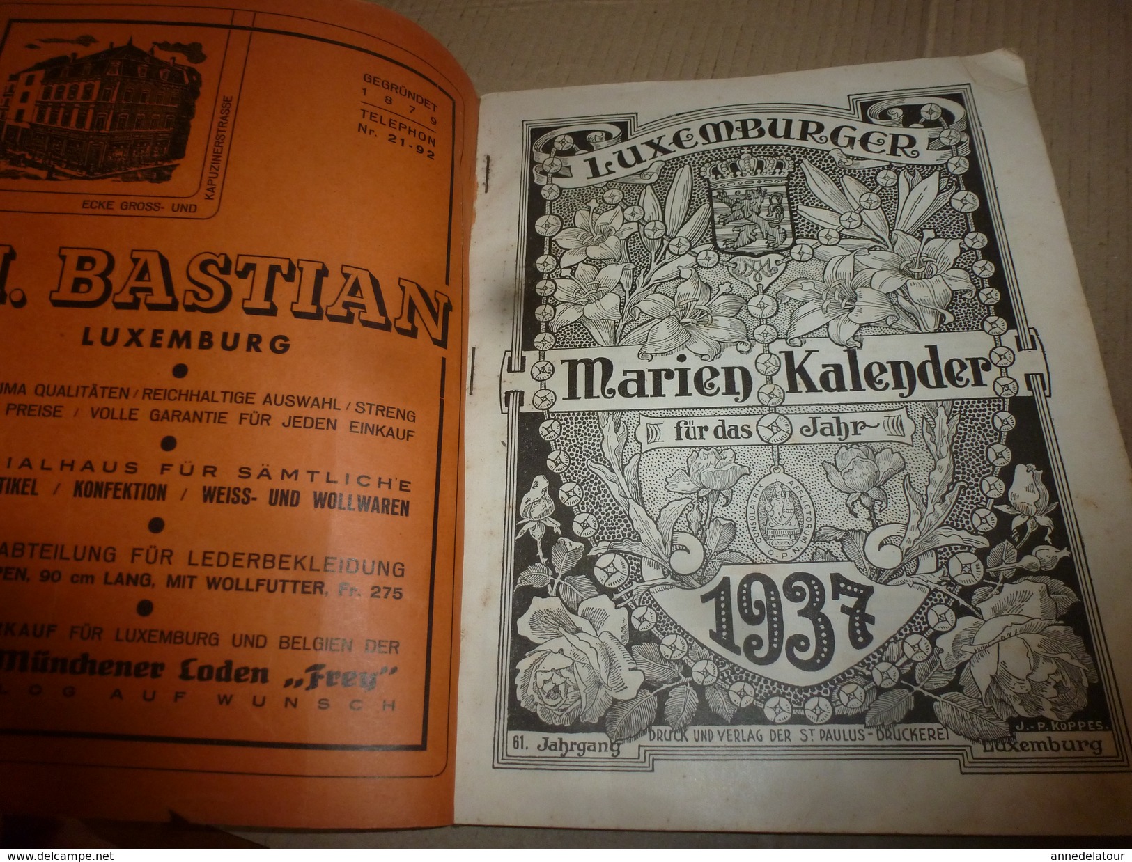 1937  MARIEN KALENDER ----> Luxemburg ; Ulflingen; Lebensweisheiten;Das Sühnekreuz;Humoristisches;etc - Calendriers