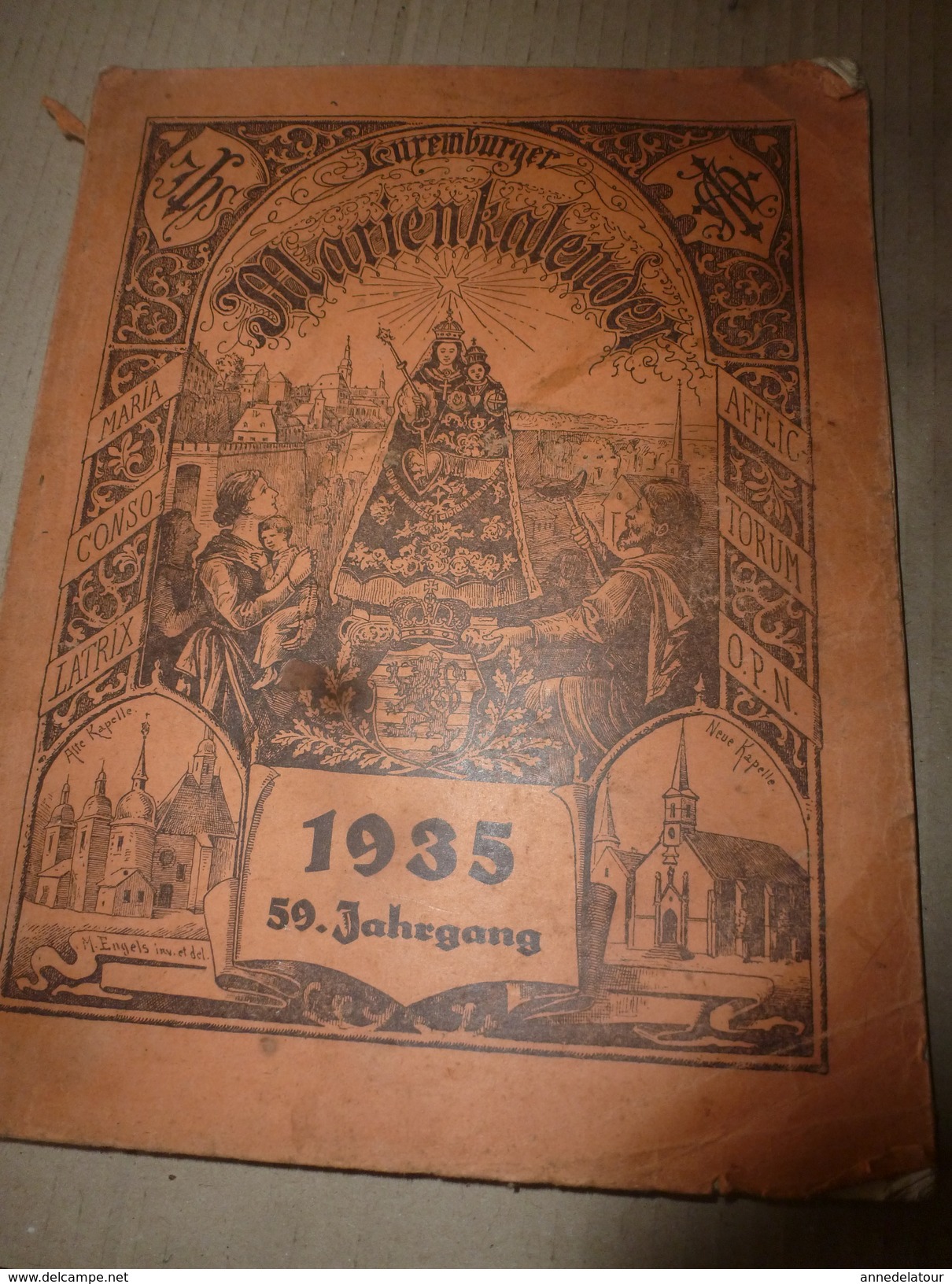 1935   MARIEN KALENDER Luxemburg;Das Brechen; Das Schwingen;Die Stre'f; Das Geburtshaus Don Boscos; Etc - Calendarios