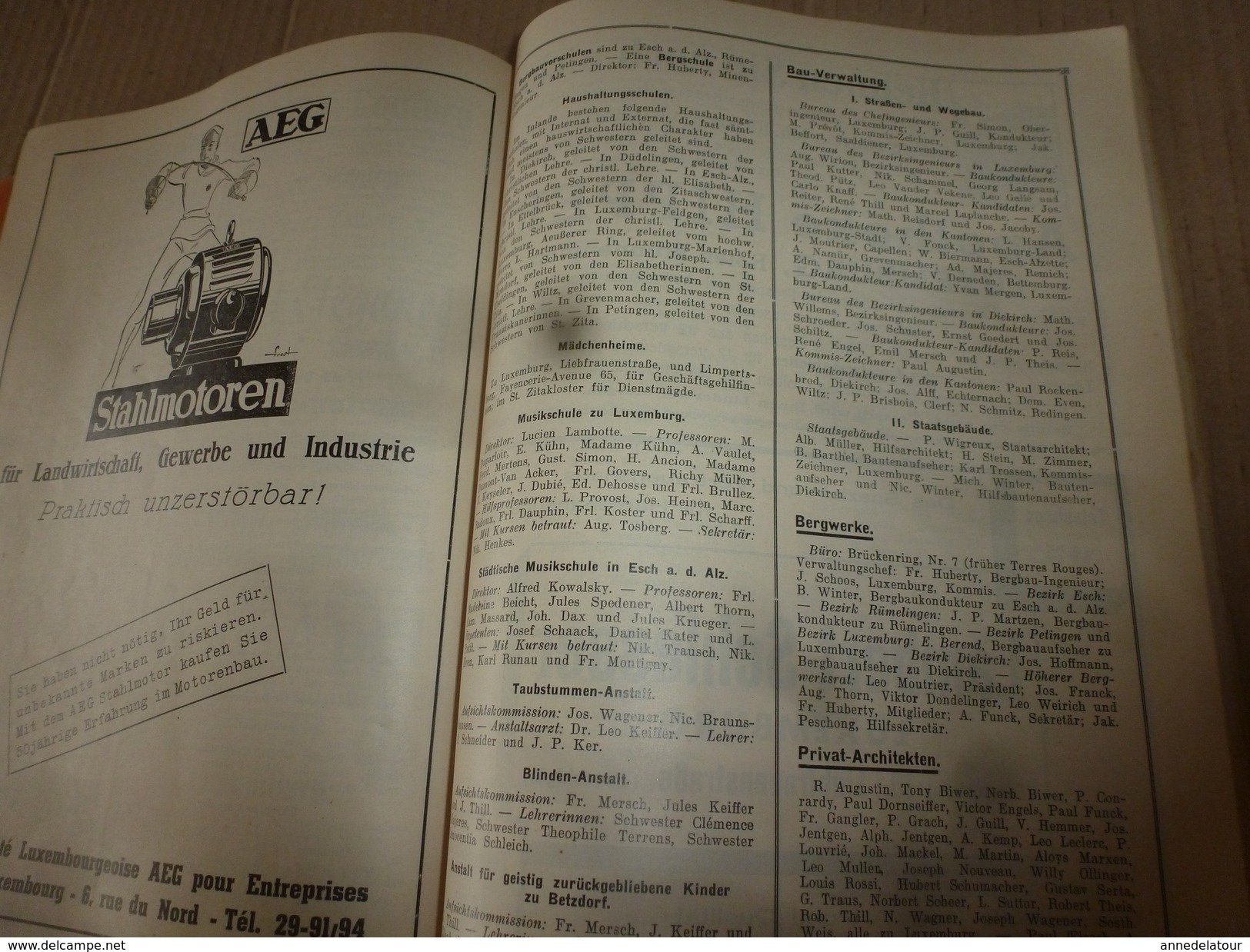 1935   MARIEN KALENDER Luxemburg;Das Brechen; Das Schwingen;Die Stre'f; Das Geburtshaus Don Boscos; etc